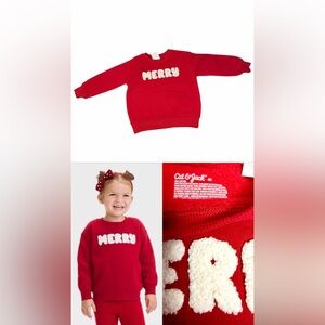 Cat & Jack "Merry" Kids Sweatshirt in Red • Size 4T • NWT